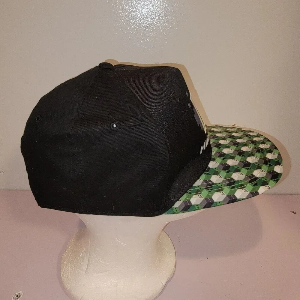 Minecraft Creeper  Baseball Cap Hat YOUTH Size OSFM Black Green